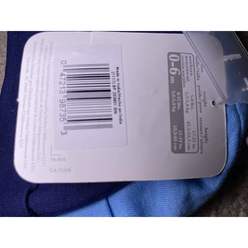 4 Gerber Baby Boy Beanies Blue and Navy Blue Hats Size 0-6M NWT